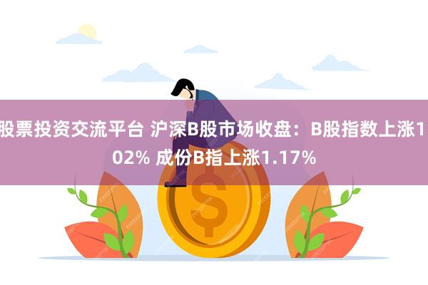 股票投资交流平台 沪深B股市场收盘：B股指数上涨1.02% 成份B指上涨1.17%